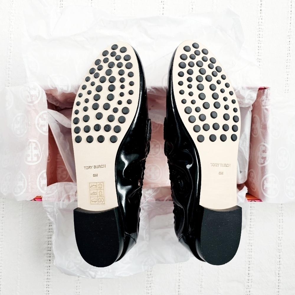 Tory Burch Patent Leather Ballet Loafers Slip On Flats Perfect Black NIB 6 - Picture 9 of 16